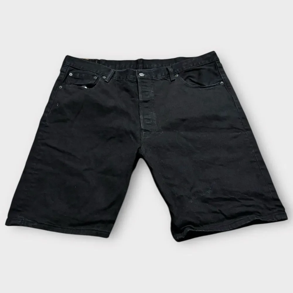 Levi's 501 Shorts Men's W42 Original Fit Black Denim Stretch Shorts Button Fly